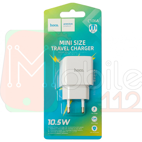 Сетевой адаптер Hoco C106A Leisure 1USB (белый)