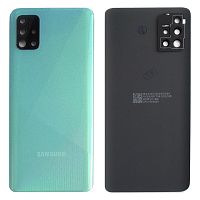 Задня кришка Samsung Galaxy A51 2019 A515F (блакитна оригінал Китай зі склом камери)