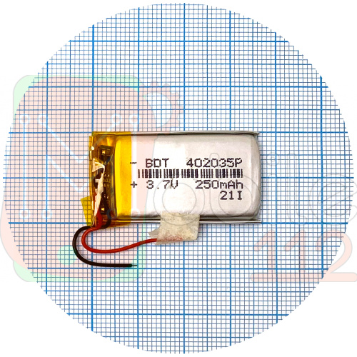 Акумулятор універсальний 402035Р 37 х 20 х 4 мм 250 mAh 3.7V