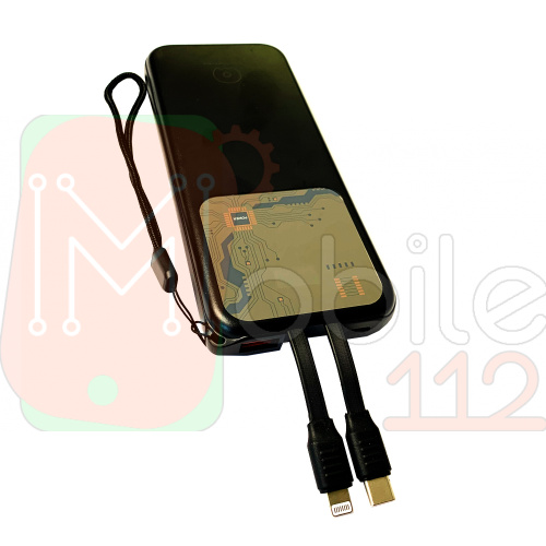 Power Bank Павербанк WUW Y116 22.5 W 10000 mAh Built-in Fast Charging Cables Чорний фото 2