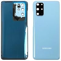 Задняя крышка Samsung Galaxy S20+ Plus G985F (голубая оригинал Китай со стеклом камеры)