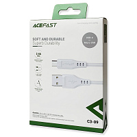 Кабель зарядки AceFast C3-09 2.4A USB to Micro 1.2 м білий