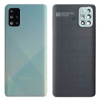 Задня кришка Samsung Galaxy A71 2020 A715F (блакитна оригінал Китай зі склом камери)