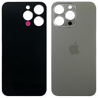 Задняя крышка Apple iPhone 15 Pro Max (серая Natural Titanium с большим отверстием)