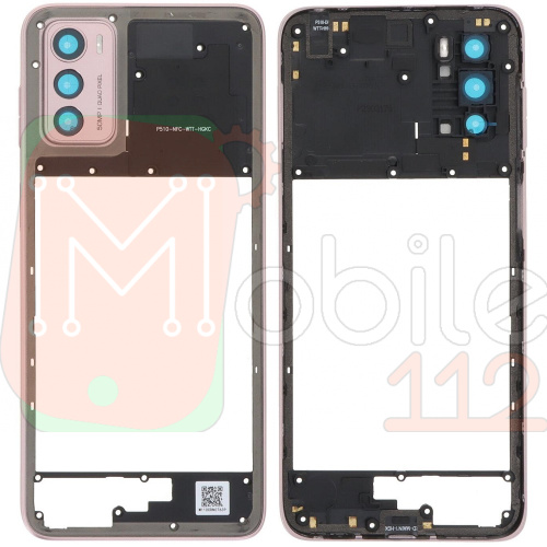 Рамка корпусу Motorola Moto G42 XT2233-2 (рожева зі склом камери)