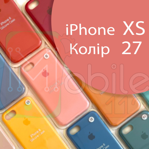 Чехол Silicone case для iPhone X, iPhone XS (розовый №27)