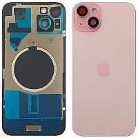 Задняя крышка Apple iPhone 15 Plus (розовый оригинал Китай с рамкой, стеклом камер и магнитом)