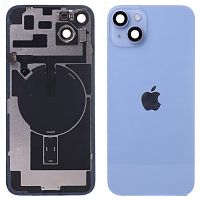 Задняя крышка Apple iPhone 14 Plus (голубая с рамкой, стеклом камер и магнитом - с разборки)