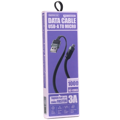 Кабель зарядки Remax RC-C083 Janker Series USB A - Micro 3A 1м Чорний фото 2 Кабель зарядки Remax RC-C083 Janker Series USB A - Micro 3A 1м Чорний фото 2