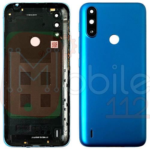Задня кришка Motorola Moto E7 Power, E7i Power XT2097 (синя оригінал Китай зі склом камери)