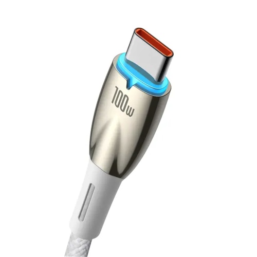 Кабель зарядки Baseus Glimmer Series USB A - Type C 100W 1м білий (CADH000402) фото 2 Кабель зарядки Baseus Glimmer Series USB A - Type C 100W 1м білий (CADH000402) фото 2