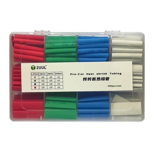 Набір термозбіжних трубок 2UUL 200 шт, 4 кольори, діаметр 6/8/10 мм у пластиковому боксі. фото 3