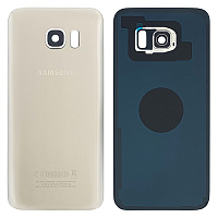 Задня кришка Samsung Galaxy S7 Edge G935F (срібляста зі склом камери)