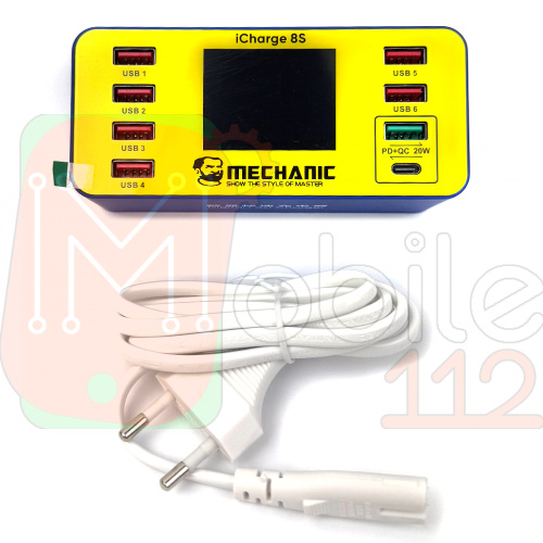 Зарядний пристрій Mechanic iCharge 8S 40W (6 USB + 1 USB QC3.0 + 1 Type C 20W)