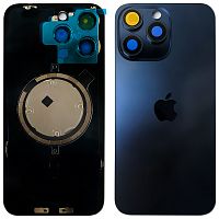 Задня кришка Apple iPhone 15 Pro Max (синя Blue Titanium з рамкою, склом камер та магнітом)