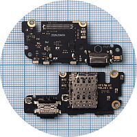 Шлейф Xiaomi Mi 10T, Mi 10T Pro, Redmi K30s з роз'ємами Sim-карти, зарядки та мікрофоном - нижня плата (оригінал Китай)