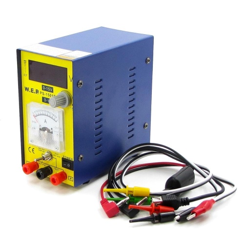 Блок живлення лабораторний WEP PS-1501S компактний, 15V цифрова індикація, 1A стрілочна індикація, RF-індикатор, тестер фото 2