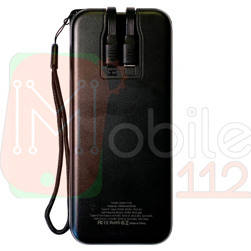 Power Bank Павербанк WUW Y116 22.5 W 10000 mAh Built-in Fast Charging Cables Чорний фото 2