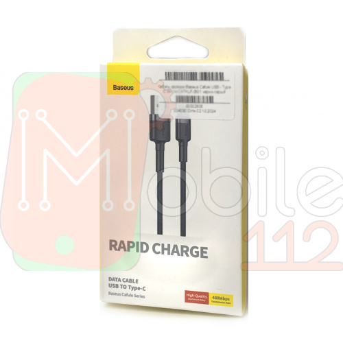 Кабель зарядки Baseus Cafule USB - Type C 3A 1м CATKLF-BG1 CATKLF-B91 чорно-сірий фото 2