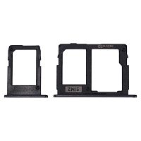 Держатель Sim карты Samsung Galaxy J5 2017 J530F, Galaxy J7 2017 J730F (черный на 2 SIM + Micro SD комплект)