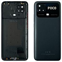 Задняя крышка Xiaomi Poco C40 (черная оригинал Китай со стеклом камеры)