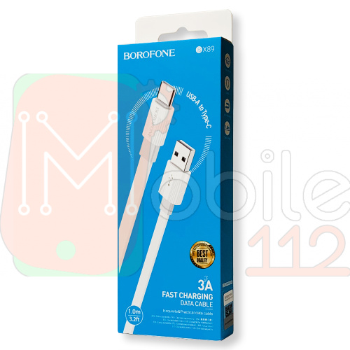 Кабель зарядки Borofone BX89 Union USB - Type C 1м 3А сіро-білий