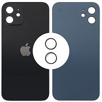 Задня кришка Apple iPhone 12 (чорна оригінал Китай з кільцями)