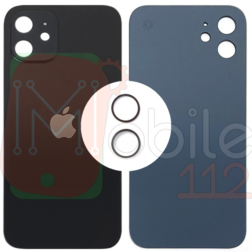 Задня кришка Apple iPhone 12 (чорна оригінал Китай з кільцями)