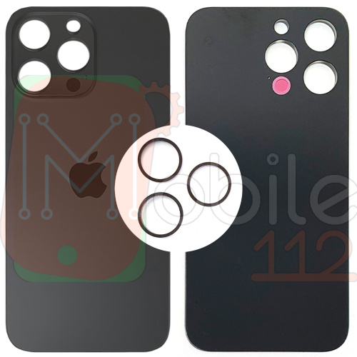 Задня кришка Apple iPhone 14 Pro Max (чорна оригінал Китай з кільцями)