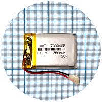 Аккумулятор универсальный 703040Р 41 х 30 х 6,5 мм 750 mAh 3.7V