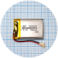 Акумулятор універсальний 703040Р 42 х 30 х 6,5 мм 750 mAh 3.7V