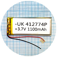 Акумулятор універсальний 412774P 73 x 28 x 3 1100 mAh 3.7V