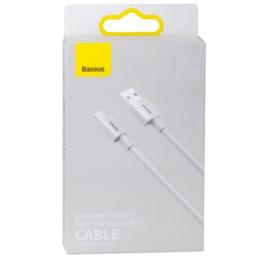 Кабель зарядки Baseus Superior Series USB A - Type C 66W 1м білий (CATYS-02) фото 2 Кабель зарядки Baseus Superior Series USB A - Type C 66W 1м білий (CATYS-02) фото 2