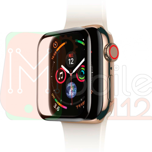 Защитное стекло (пленка) Apple Watch 4, Watch 5, Watch 6, Watch SE 40 мм (черное PMMA)