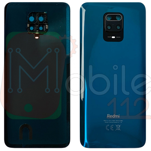 Задняя крышка Xiaomi Redmi Note 9 Pro M2003J6B2G совм. Redmi Note 9S, Note 9 Pro Max (синяя оригинал Китай со стеклом камеры)