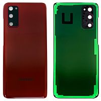 Задня кришка Samsung Galaxy S20 G980F (червона оригінал Китай зі склом камери)