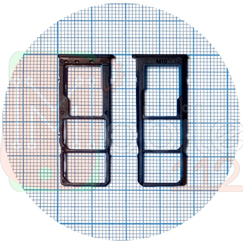 Тримач SIM карти Samsung Galaxy M10 M105F, M20 M205F (синій на 2 SIM + MicroSD)