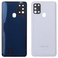 Задня кришка Samsung Galaxy A21s A217F (біла зі склом камери)