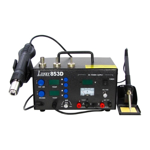 Паяльна станція LUKEY 853D фен, паяльник, блок живлення 15V 2A, тестер Паяльна станція LUKEY 853D фен, паяльник, блок живлення 15V 2A, тестер