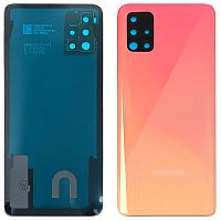 Задня кришка Samsung Galaxy A51 2019 A515F (рожева оригінал Китай зі склом камери)