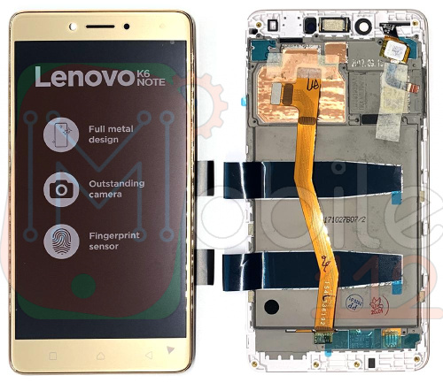 Дисплей Lenovo K6 Note K53a48 з тачскріном (золотистий оригінал 100% із передньою панеллю)