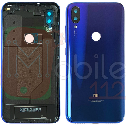 Задняя крышка Xiaomi Mi Play M1901F9E (синяя со стеклом камеры)