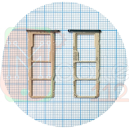 Держатель Sim карты и карты памяти Huawei Y6 2019, Y6 Prime 2019, Y6 Pro 2019, Y6s 2019, Honor 8A, 8A Pro, 8A Prime (синий на 2 SIM + Micro SD)