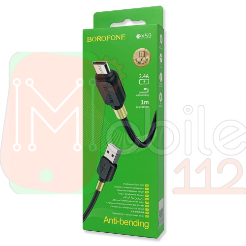 Кабель зарядки Borofone BX59 Defender USB to Micro 1m 2.4A Чорний