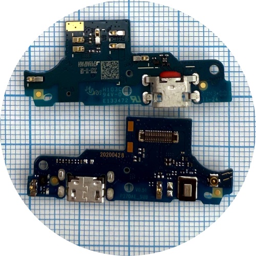 Шлейф Motorola Moto E7 Plus XT2081-1 с разъемом зарядки и микрофоном - нижняя плата (оригинал Китай)