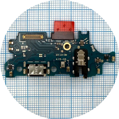 Шлейф Samsung Galaxy A15 A155F з роз'ємами зарядки та навушників, мікрофоном - нижня плата (AAA)