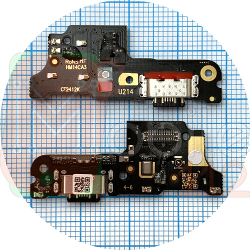 Шлейф Xiaomi Redmi 14C з роз'ємами зарядки, навушників та мікрофоном - нижня плата (AAA)