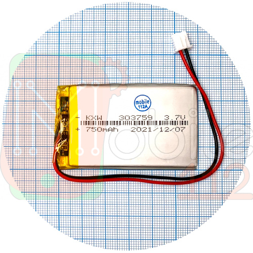 Акумулятор універсальний 303759 61 х 36 х 3 мм 750 mAh 3.7V