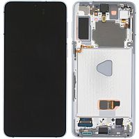 Дисплей Samsung Galaxy S21 5G G991B + тачскрин (OLED с серебристой рамкой)