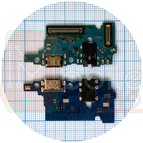 Шлейф Samsung Galaxy M51 M515F с разъемами зарядки, наушников и микрофоном - плата зарядки (оригинал Китай)